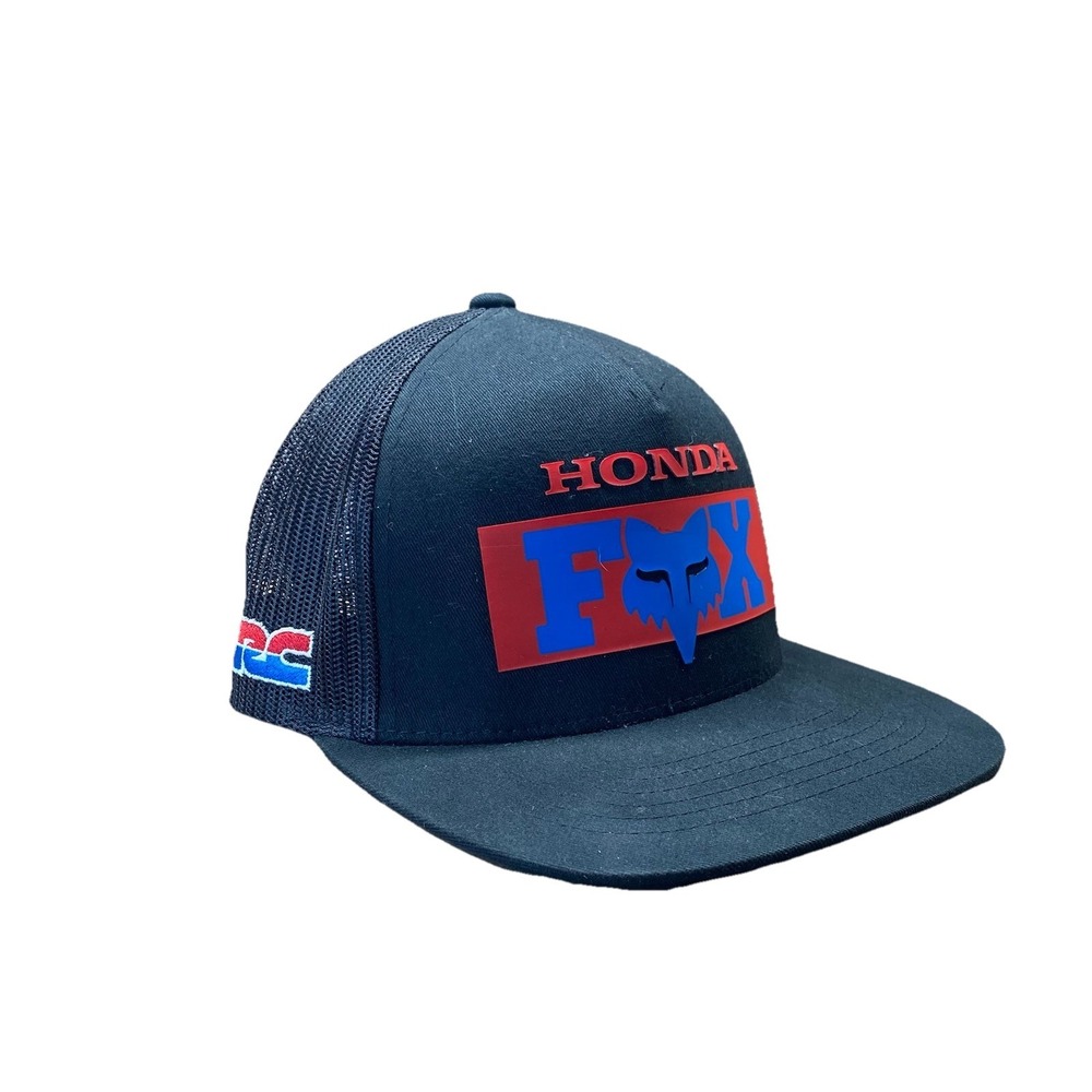 Vintage New FOX Racing x Honda Adjustable Trucker Hat One Size Black Motocross